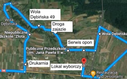 trasa przejazdu przewozów autobusowych uzyteczności publicznej